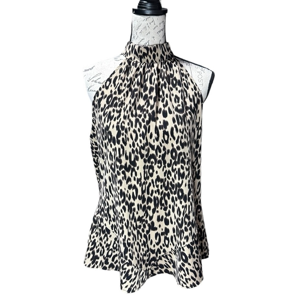 fab'rik Leopard Print Sleeveless Blouse Size Large